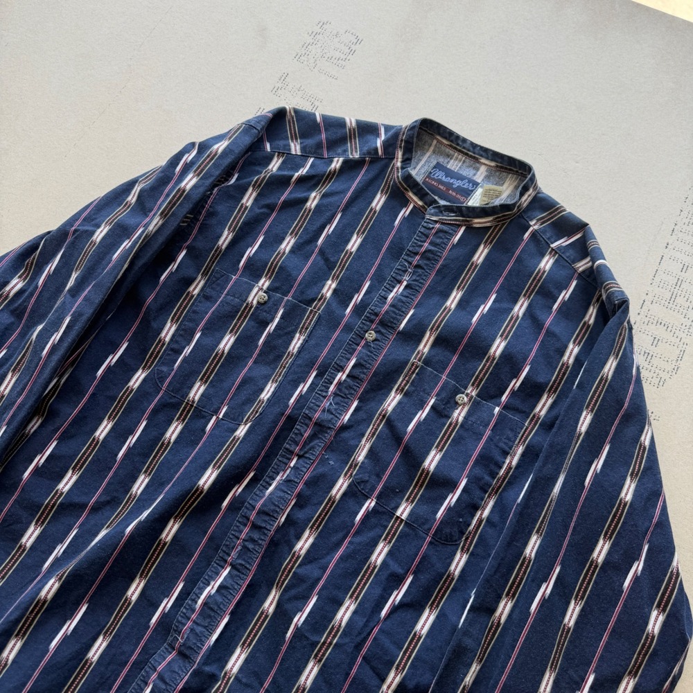 Vintage Wrangler Western Shirt Indigo Tribal Stripe Large